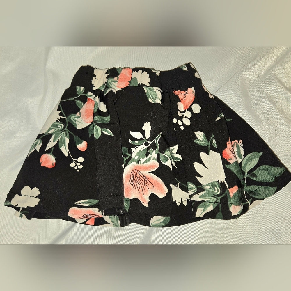Charming Bailey's Blossoms Boutique Pink Floral Black Skirt for Baby